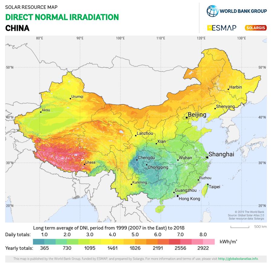 直接正常照射（中型地图）